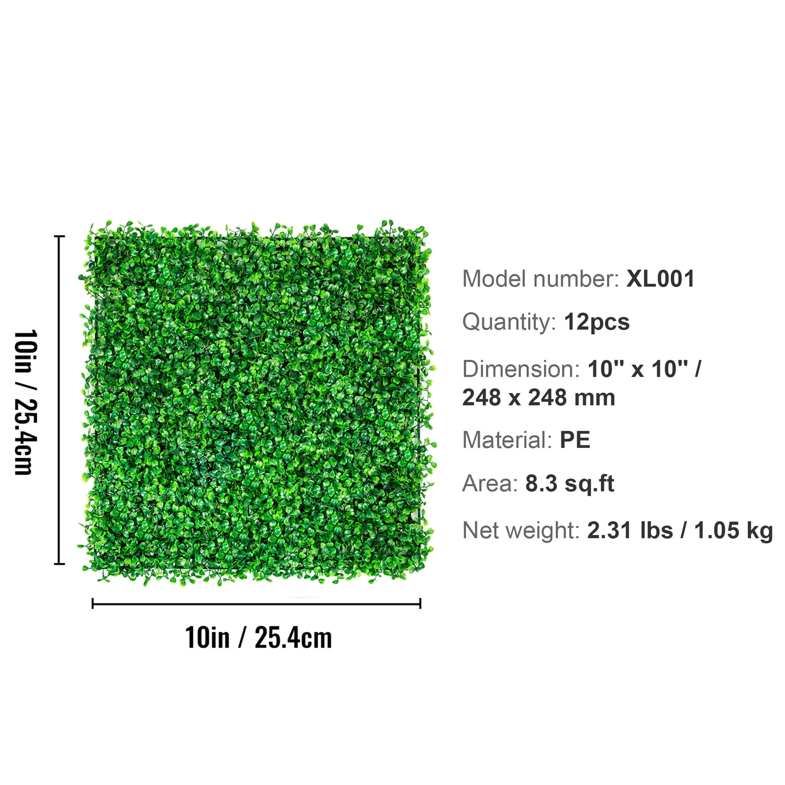 12PCS Artificial Boxwood Panels, Boxwood Hedge Wall Mat,Artificial Grass Backdrop Wall, Privacy Hedge Screen UV Protected for Outdoor Indoor Garden Fence Backyard, 10"x10"