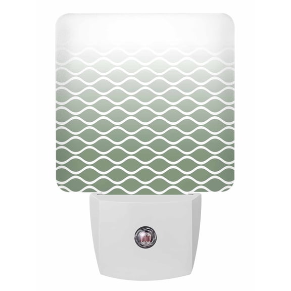 Night Lights Auto Sensor Sage Green Ombre Morocco Plug-in LED Nightlights Lamp Dusk to Dawn for Living Room, Bedroom, Bathroom, Hallway, Stairways Wall Decor, Modern Geometric Wave Lines Night Light