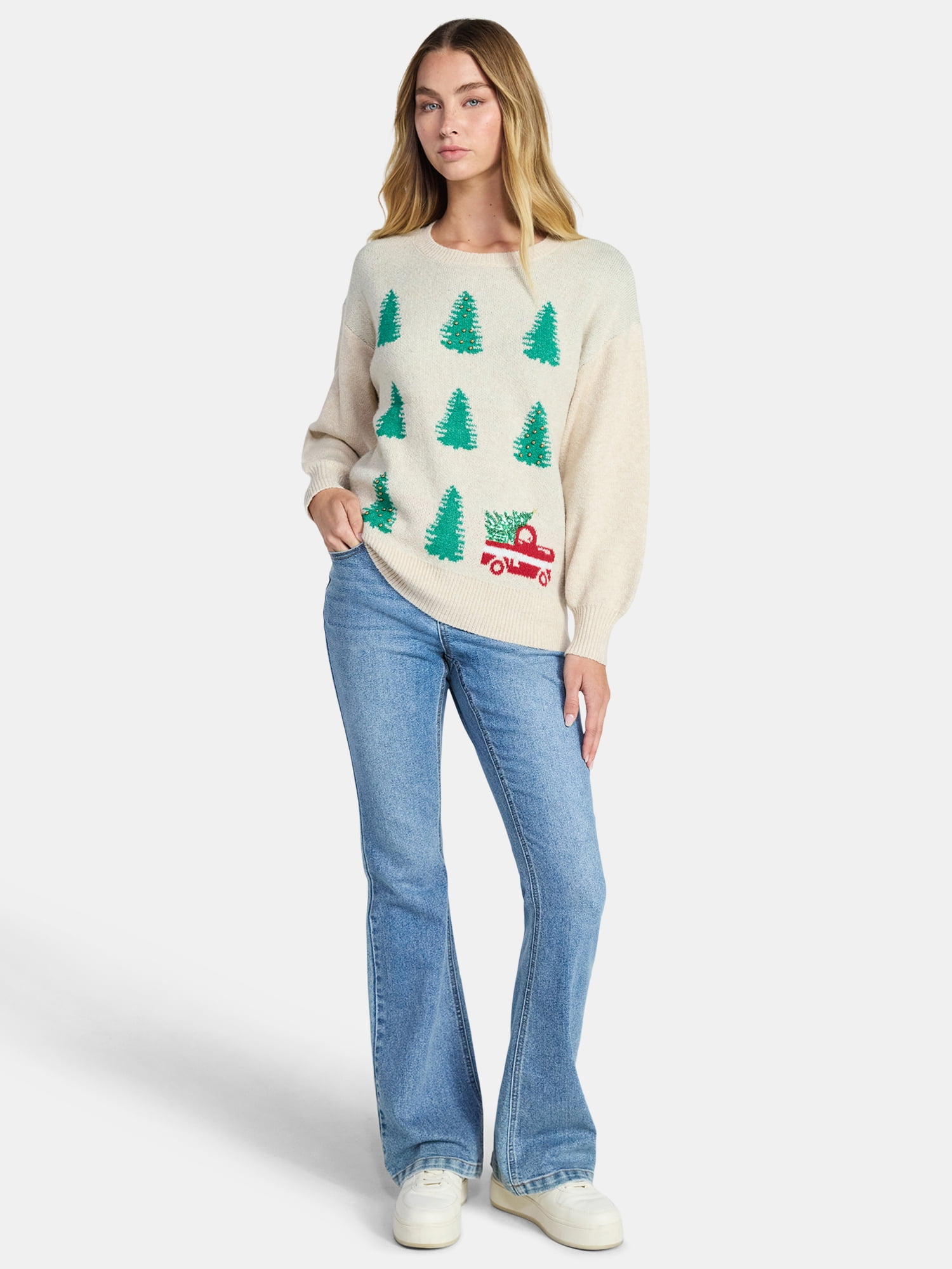 Holiday Time Women's and Women's Plus Pretty Christmas Sweater, Sizes XXS-3X