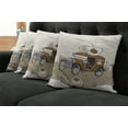 thumbnail image 5 of Ambesonne Cars Throw Pillow Cover 4 Pack, Old Fashioned Ride Coffee, 24", Caramel Cocoa White, 5 of 5