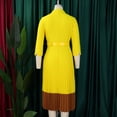 thumbnail image 4 of AURA Womens Pleated A Line Midi Dress Suit Collar Puff Nine Point Sleeves High Waist Sizes S 5XL, 4 of 7