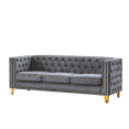thumbnail image 3 of {Contact us for 3D modeling} Velvet Sofa for Living Room,Buttons Tufted Square Arm Couch, Modern Couch Upholstered Button and Metal Legs, Sofa Couch for Bedroom, Grey Velvet, 3 of 7