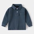 thumbnail image 2 of NIEWTR Boys Spring Summer Lounge Polo Shirt Long Sleeve Lightweight Fabric for Home Relaxation and Everyday Wear（Navy,5-6 Years), 2 of 4