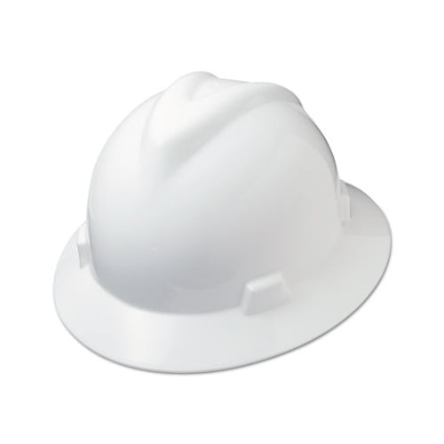 White 475369 V-Gard Full-Brim Hard Hats Ratchet Suspension Size 6 1/2-8 