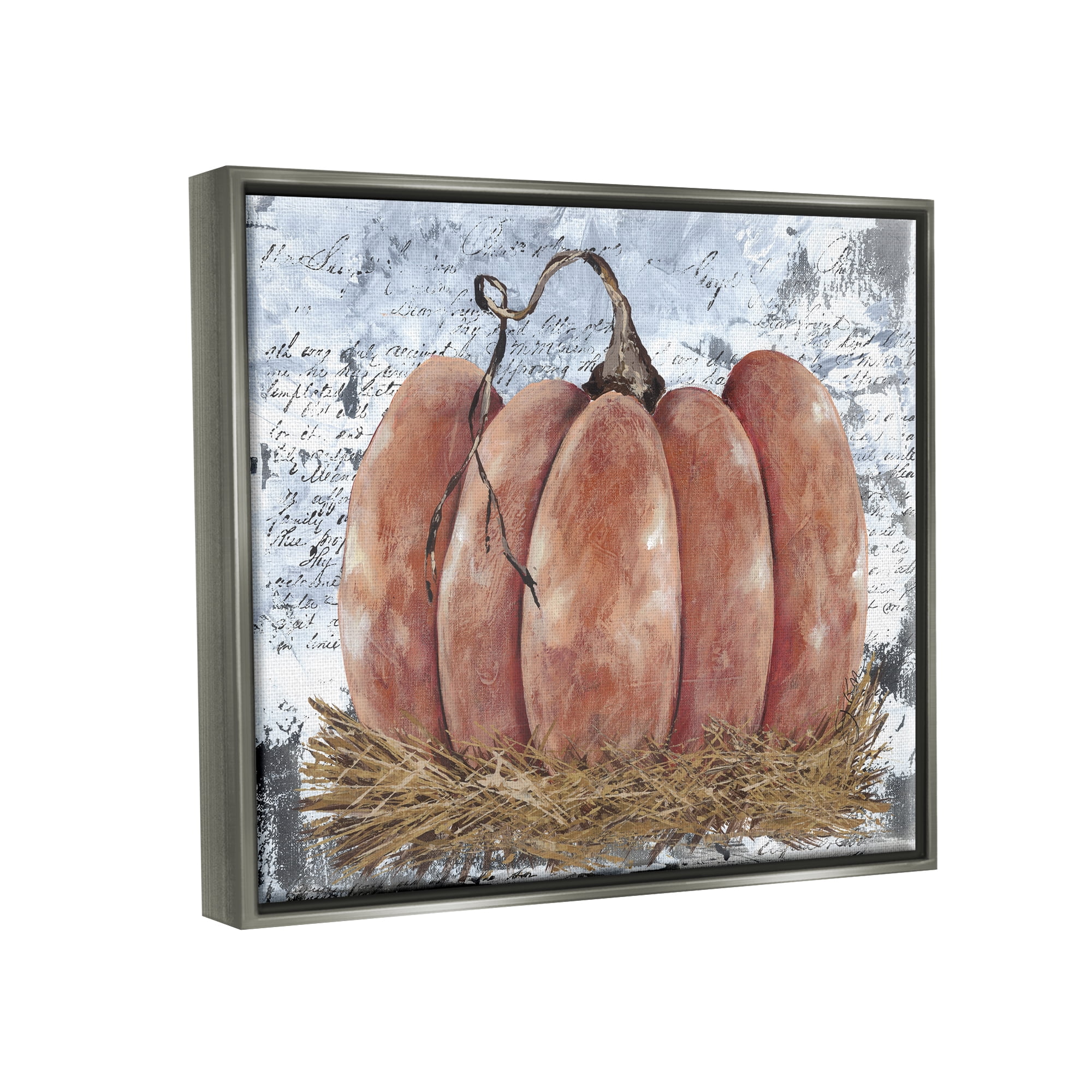 Stupell Industries Abstract Pumpkin Collage Abstract Painting Gray Floater Framed Art Print Wall Art, 21 x 17
