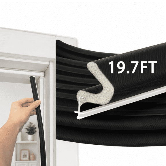 RYLZX 19.7FT, Black Extra Long Kerf Weather Stripping Door Seal for Large Gaps and Easy Installation