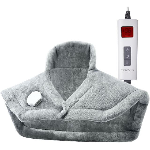 Bingirl Heating Pad for Neck, Shoulders, and Back - Electric Heated Wrap for Pain Relief, Fast Heat Therapy, with Soft Flannel (22inchx19inch, Grey)