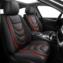 LAONNVIR Car Seat Covers Full Set,Seat Covers for Cars,Black Seat Protector Fashionable Breathable Leather Seat Cushion Seat Covers Fit for Most Cars(Black&Red,Full Set)