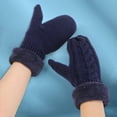 thumbnail image 4 of Women's Winter Warm Gloves Cable Knit Wool Fleece Lined Texting Mittens for Women, 4 of 8