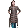 thumbnail image 1 of Bimba Hauts Bleus à Imprimé Cachemire Cachemire pour Femmes Kurti Asymétrique Robe d'Été pour Filles Grande, 1 of 6