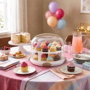 Better Homes & Gardens Round Cake Carrier with Clear Plastic Cover, 13 Diameter, Dishwasher Safe, Best Used for Leftover Storage and Party Transportation