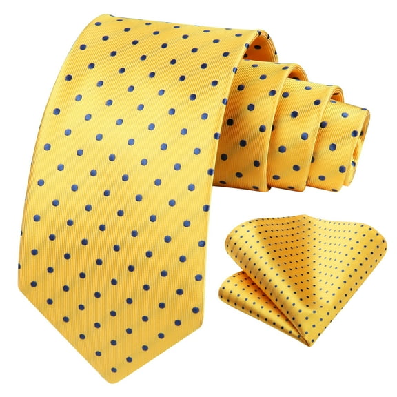 HISDERN Polka Dot Ties for Men Handkerchief Woven Classic Silk Mens Ties & Pocket Square Set Wedding Business