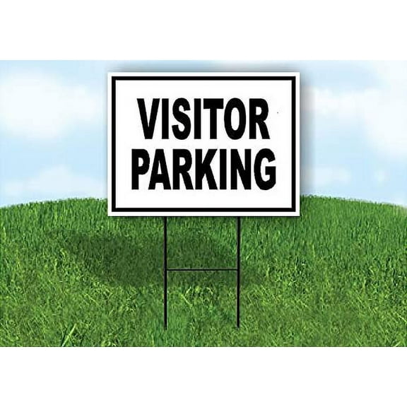 Single Sided Sign Visitor Parking BLACK Yard Sign ROAD SIGN with Stand