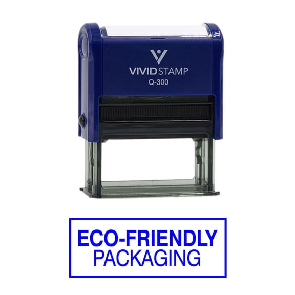 All Quality Eco-Friendly Packaging Self-Inking Rubber Stamp | Professional Business Branding (Blue Ink) - Q-300