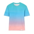 thumbnail image 4 of T-Shirts Dégradés pour Femmes - Mode Col Rond Décontracté Manches Courtes - Hauts Quotidiens Extensibles Doux, Bleu Ciel T-Shirt Dégradé Mode Col Rond Décontracté, 4 of 5