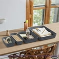 thumbnail image 3 of Decorative Plastic Desk Drawer Organizer Tray, Grey (Set of 5) Open Home Storage Bins Organizer Baskets, for Organizing Closet Shelves Drawer Shelf - Ribbed Collection, 3 of 5