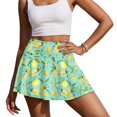 thumbnail image 3 of HELLHERO Elastic Women's Athletic Golf Skorts Skirts for Hiking Tennis, Lemons Green Leaves Polyester Spandex Blend Breathable Active Skort Built-in Shorts, 3 of 9