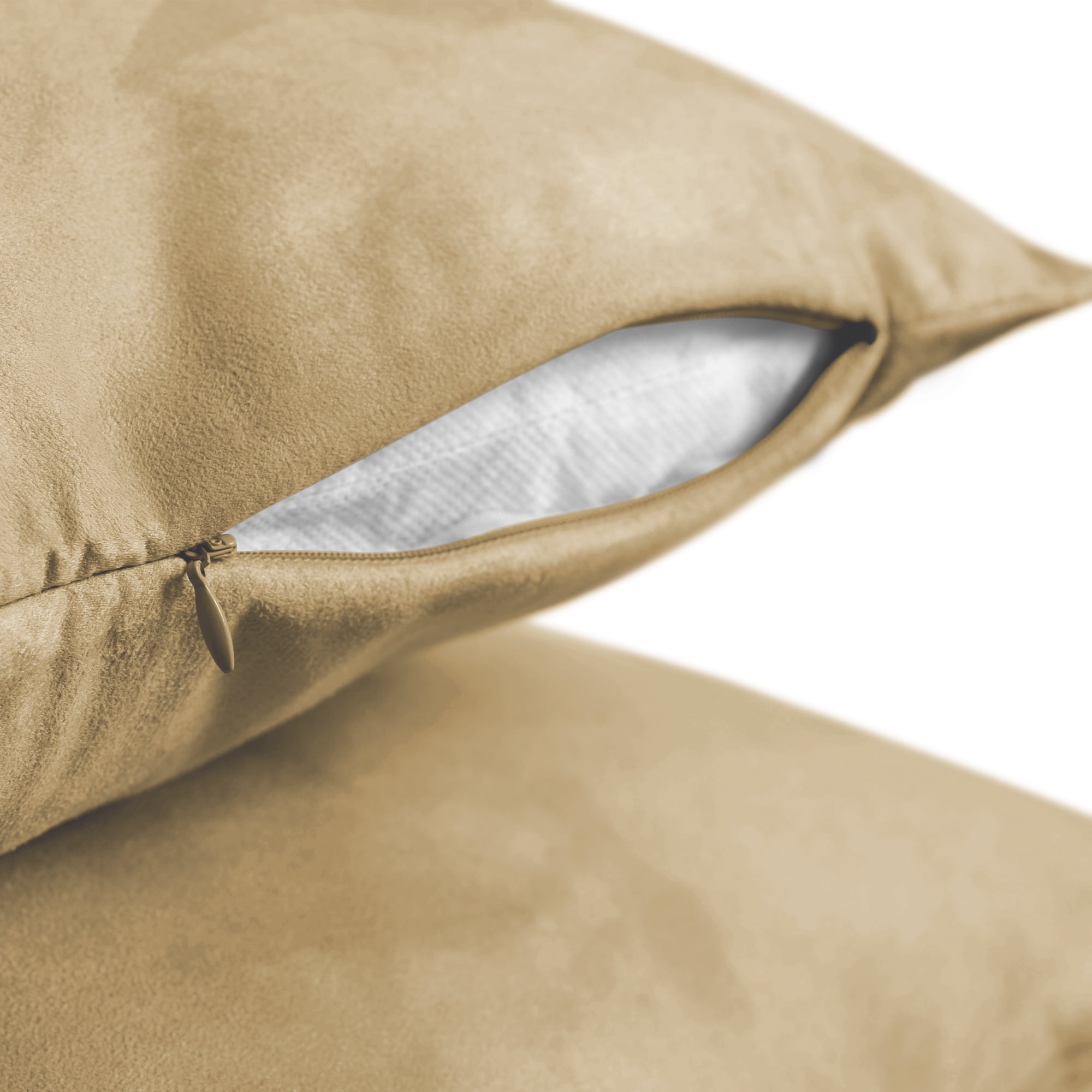 Pack of 2 Solid Faux Suede Soft Decorative Square European Pillow Covers for Sofa Living Room and Bedroom (26 x 26, Beige)