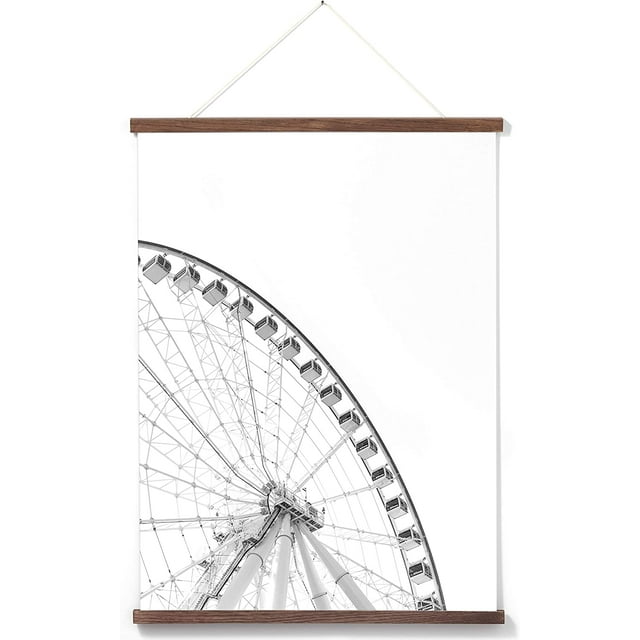 (12 in | 31 cm) Dark Oak Solid Oak Wood Magnetic Poster Frame Picture Hanger