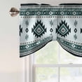 thumbnail image 4 of Green Boho Tie Up Valance Curtains for Windows, Kitchen Curtains Window Treatments, Southwest Ethnic Abstract Geometric Art Short Window Shades Valances for Bedroom Bathroom Cafe 42"x12", 4 of 8