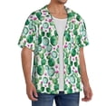 thumbnail image 4 of Vsdgher Cactus Plants Print Men's Wrinkle Free Untucked Cuban Shirt Business Casual Button Down Shirts Short Sleeve Shirt, 4 of 7