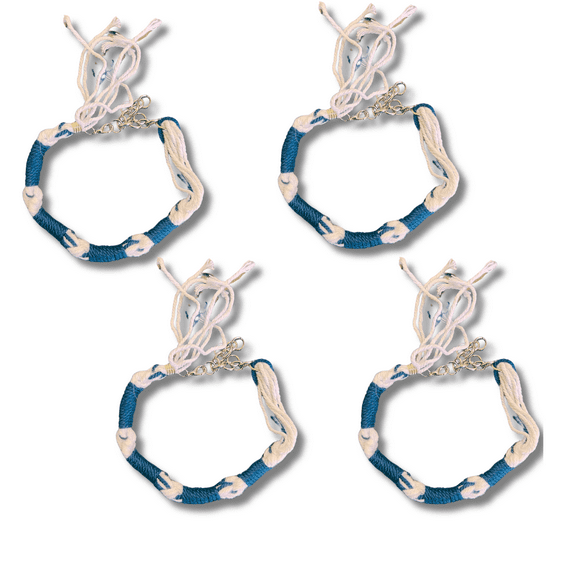 3 ARCHES USA Sacred Jewish Tzitzit Bracelet Set - 4 Meticulously Hand-Woven Paracord Strings with Blue Thread & Steel Clasps - Meaningful Hebrew Prayer Ornaments for Spiritual Connection & Worship