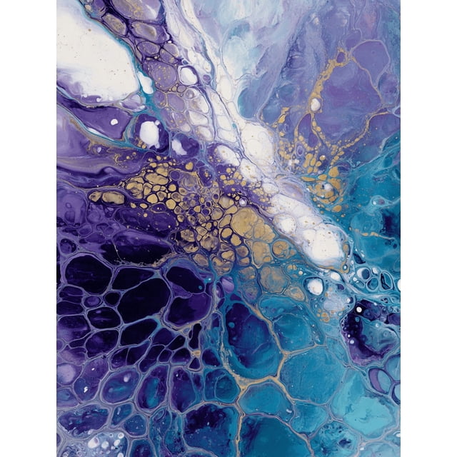 Qisvanset Abstract Fluid Pour Canvas Art 15.75x11.81 Inches