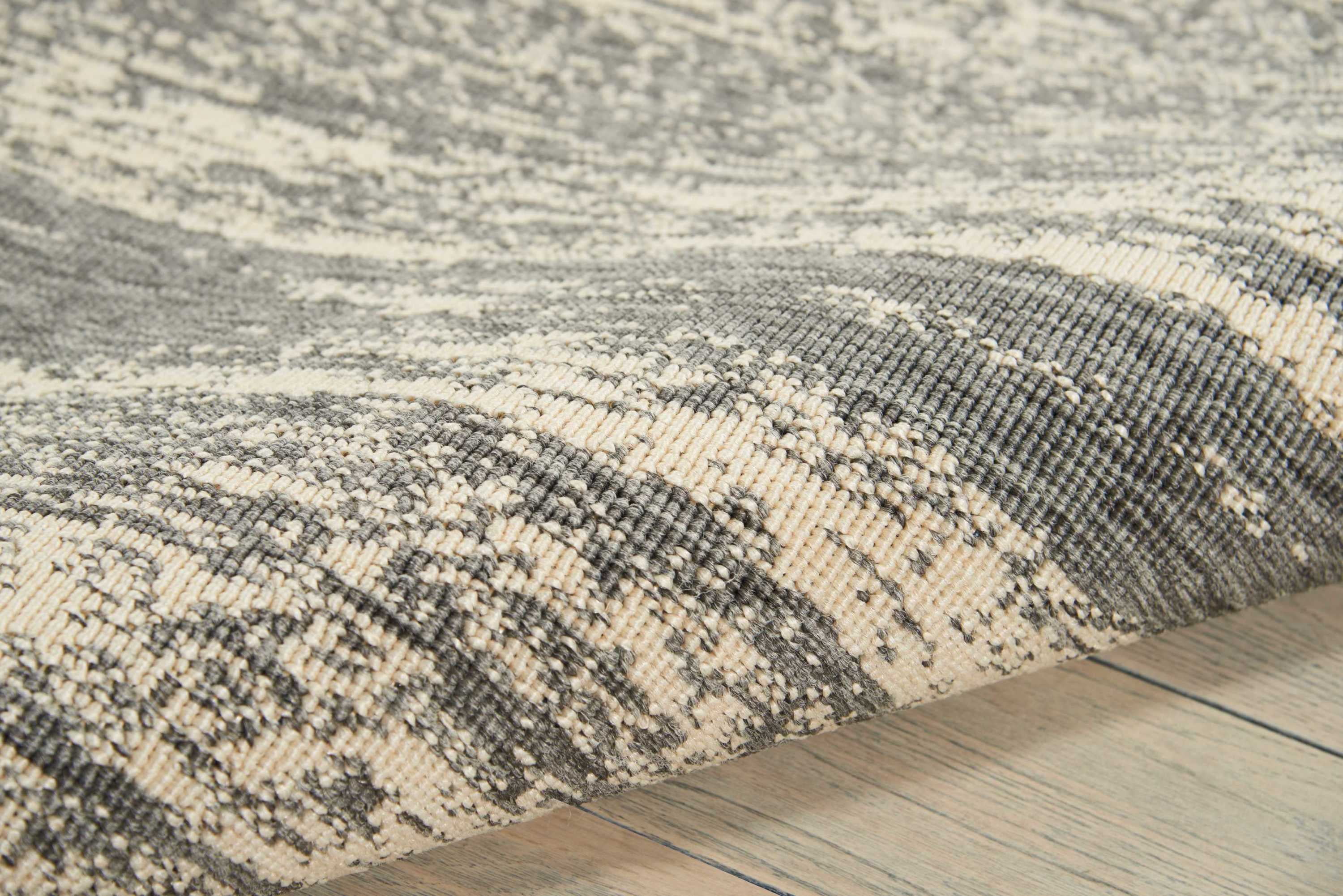 Nourison Lido Brushstroke Grey/Cream 9'3" x 12'9" Area Rug, (9x13)
