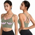 thumbnail image 5 of ZSQDM Womens Underwear Womens Back Sport Bras Padded Strappy Cropped Bras For Yoga Workout Fitness Low Impact Bras Green M, 5 of 5
