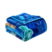 Lammaloe King Size Korean Mink Blanket for Winter, 12 lbs, 87" x 94", Heavy 2-Ply Warm Heavyweight Raschel Bed Blankets, Reversible Printed, Blue