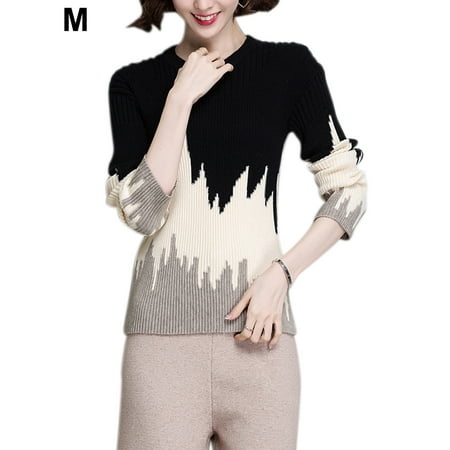 

BESTHUA Ladies＇ Knitted Sweater Fashion Gradient Color Bottoming Shirt