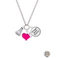 thumbnail image 2 of Delight Jewelry Two-tone 3-D Ghost with Black Crystals - Hot Pink Heart Nurse Strong Zoe Necklace, 2 of 4