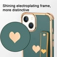 thumbnail image 3 of Designed for iPhone 14 Case with Strap Luxury Love Heart Plating Gold Bumper Phone Cover Wristband Kickstand [Reinforced Corners] Shockproof Anti-Scratch Slim Case for Women-Green, 3 of 11