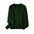 thumbnail image 1 of Grianlook Ladies Coat Button Down Outwear Long Sleeve Cardigan Sweater Women Single-breasted Jacket Knitwear V Neck Dark Green 3XL, 1 of 2