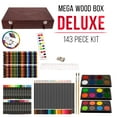 thumbnail image 2 of U.S. Art Supply 143-Piece Mega Wood Box Art Painting, Sketching and Drawing Set in Storage Case - 24 Watercolor Paint Colors, 24 Oil Pastels, 24 Colored Pencils, 60 Crayons, 2 Brushes, Artist Kit, 2 of 7