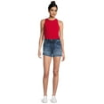 thumbnail image 3 of No Boundaries Mid Rise Fray Midi Denim Short, 3 of 5
