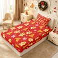 thumbnail image 2 of Erosebridal Gingerbread Bells Twin Fitted Sheet 2 Pieces,Christmas Baking Bedding,Red,1 Fitted Sheet and 1 Pillowcase, 2 of 4
