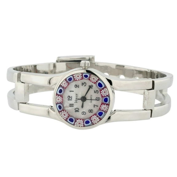 GlassOfVenice Murano Glass Millefiori Watch With Metal Bracelet
