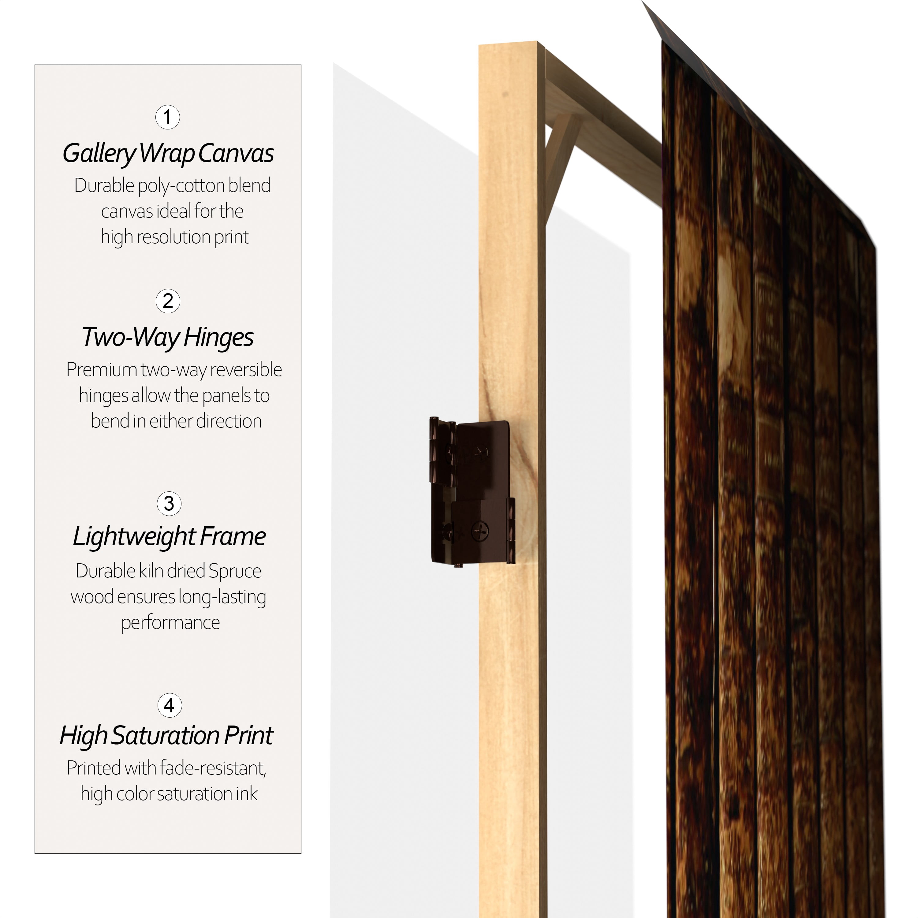 Oriental Furniture 6 ft. Tall Library Canvas Room Divider - 3 Panel