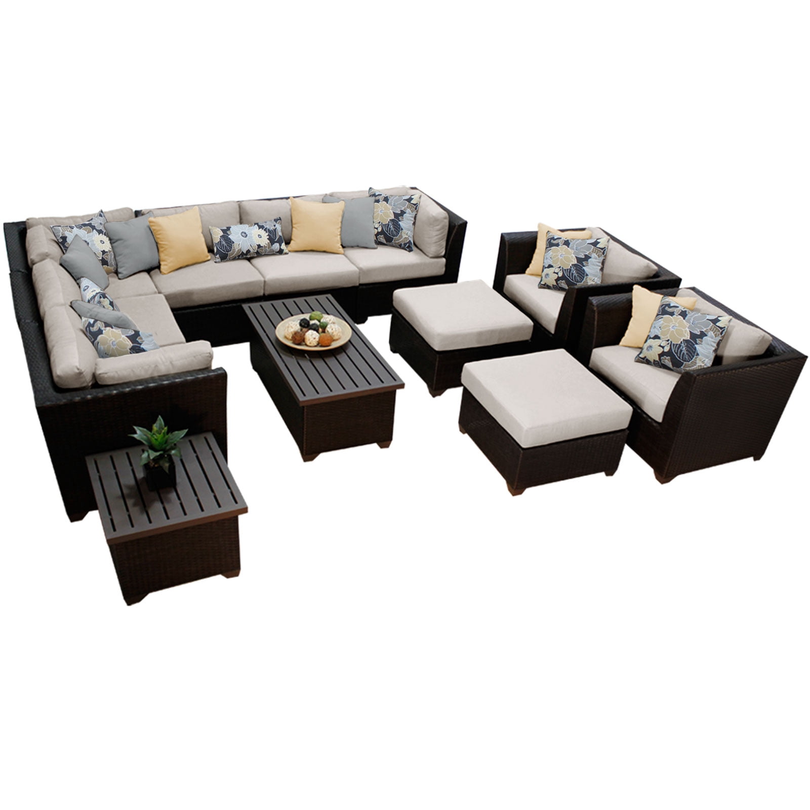 Bermuda 12 Piece Outdoor Wicker Patio Furniture Set 12c - Walmart.com