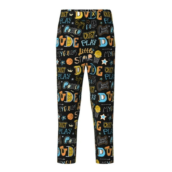 Xecao Basketball Print Teenagers' Pajama Pants Long Sleep Pants Soft Elastic Waist Pajama Bottoms Elastic waist with 2 Pockets 5-16 Years-XS(5-6)