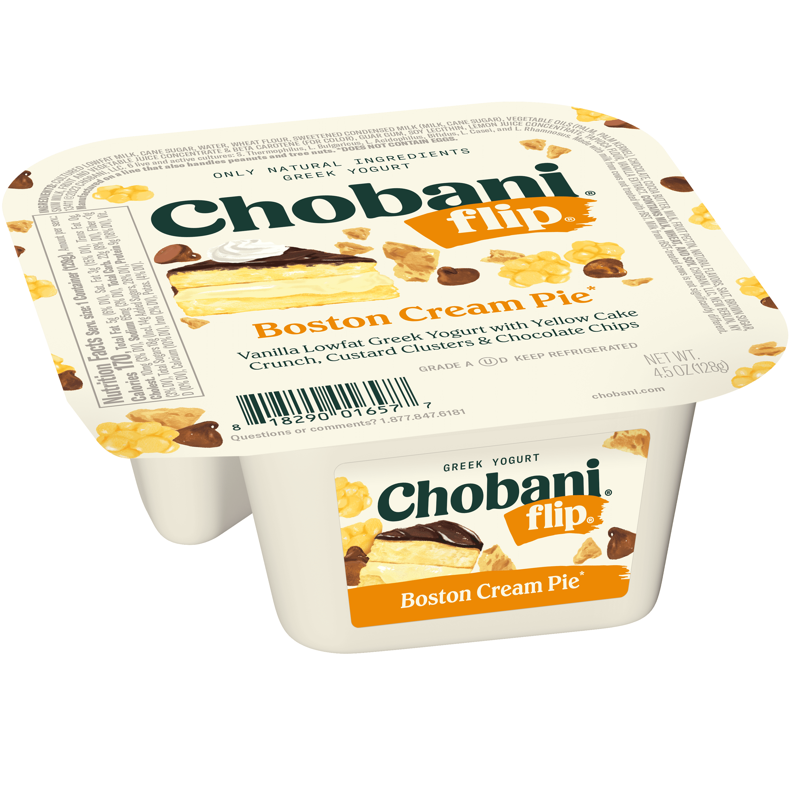 Chobani Flip Low-Fat Greek Yogurt Boston Cream Pie 4.5 oz Cup