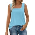 thumbnail image 2 of YOZGXEG Tank Tops For Women Tank Top Women Square Neck Sleeveless Casual Curved Hem Polyester Spandex Blend Blue S-Xxl, 2 of 5