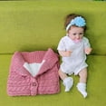 thumbnail image 2 of Sacos de dormir calientes de invierno para bebé recién nacido, envoltura de punto con botones para bebé, envoltura para cochecito, manta para niño, sacos de dormir, 2 of 5