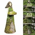 thumbnail image 4 of ICERUN 2Pcs Garden Statues,Resin Woman Feeder Sculpture Yard Decor,Clear Fern Vein Garden Statues for Outside, 4 of 7