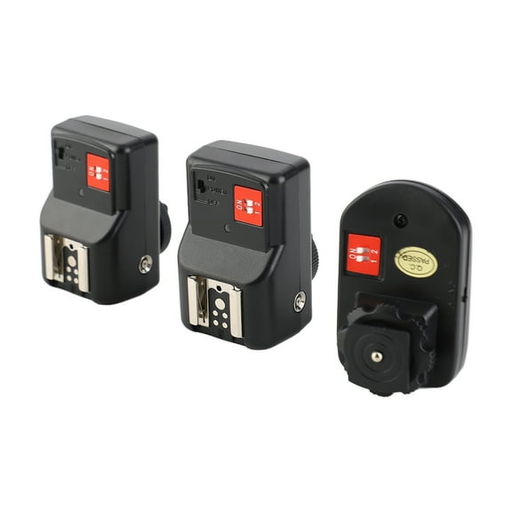 4 Channels Wireless Remote Flash Trigger 433Mhz Universal 1 Transmitter And 2 Receivers Black