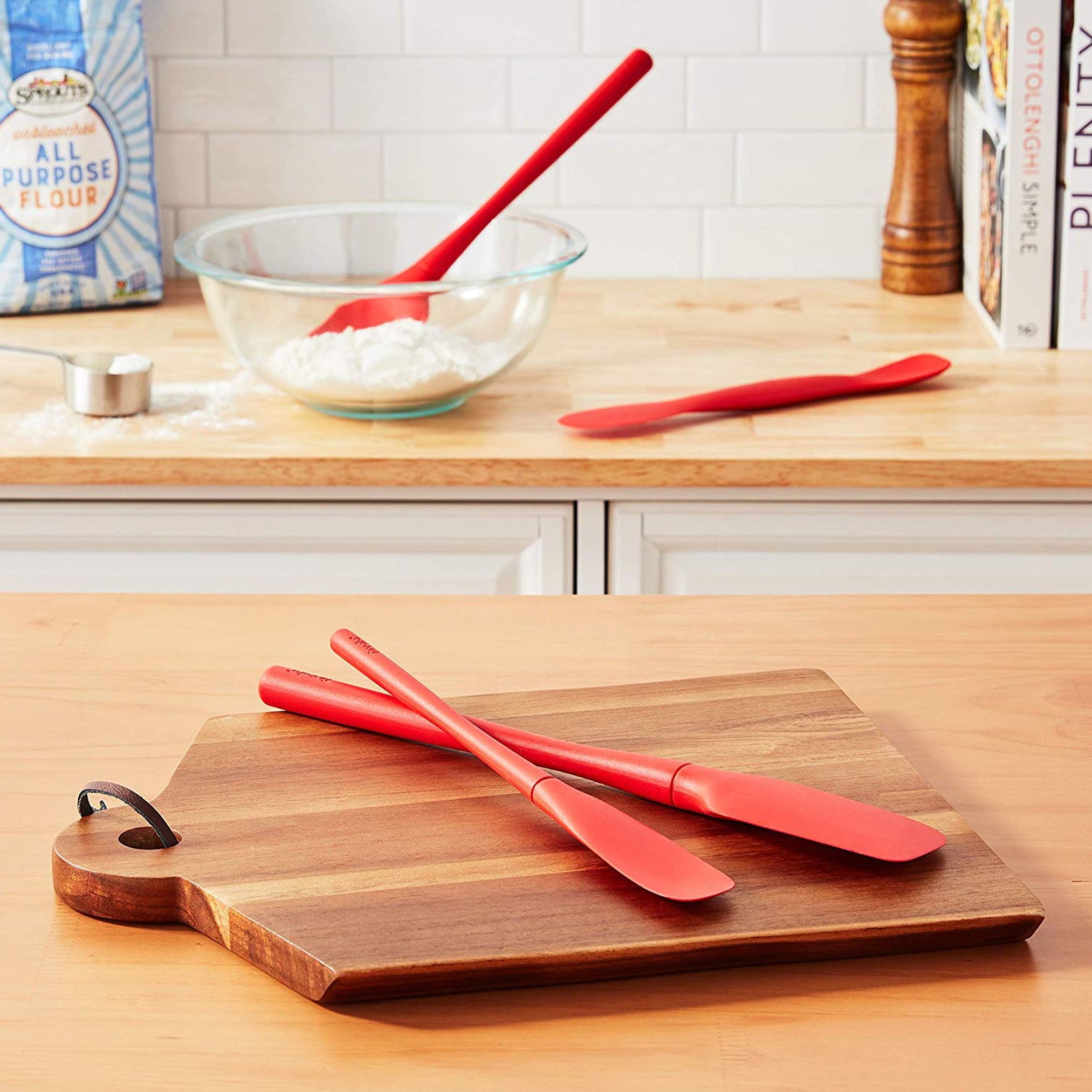 Silicone Spatula Jam Spatula Scraper, Wooden Handle Baking Tools Set,  Kitchen Utensils - Temu