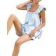 thumbnail image 3 of Conjunto de pijama de verano para mujer, 2 piezas, con volantes, sin mangas, camisetas holgadas y minipantalones cortos, ropa de estar por casa, 3 of 6