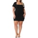 thumbnail image 1 of Vestidos envolventes de talla grande para mujer Agnes Orinda, con escote cuadrado, manga corta, vestido casual de verano midi 3X negro, 1 of 6