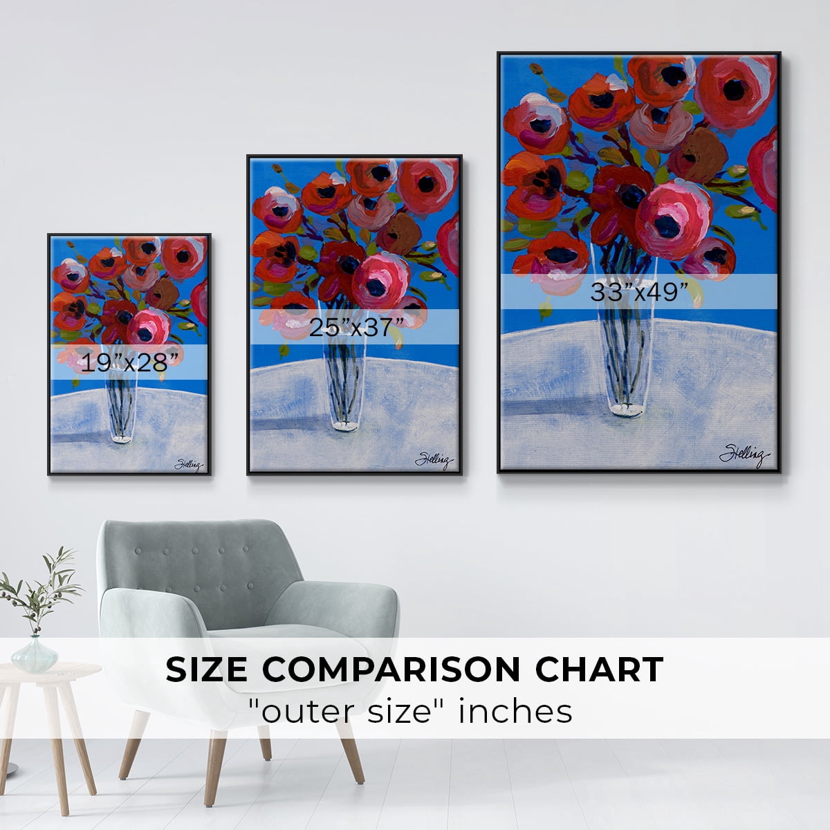 Poppies Framed Premium Gallery Wrapped Canvas - Ready to Hang - 27 x 41 - Black Floating Frame